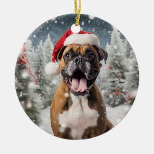 Ornamento De Cerâmica Boxer Dog Christmas Keepsaokê