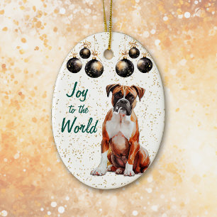 Ornamento De Cerâmica Boxer Dog Joy para o Natal do Mundo