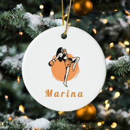 Ornamento De Cerâmica Boxer Martial Arts Girl Boxer Orange Kids Name