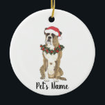 Ornamento De Cerâmica Boxer Personalizado (Brindle)<br><div class="desc">Faça a lista legal este ano com um ornamento do seu elfo favorito!</div>