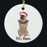 Ornamento De Cerâmica Boxer Personalizado (Mascarado Com Fawn)<br><div class="desc">Faça a lista legal este ano com um ornamento do seu lutador de boxe mascarado favorito! Para os presentes mais doces,  emparelhe-o com um impressão de arte correspondente ou outro item da minha coleção!</div>