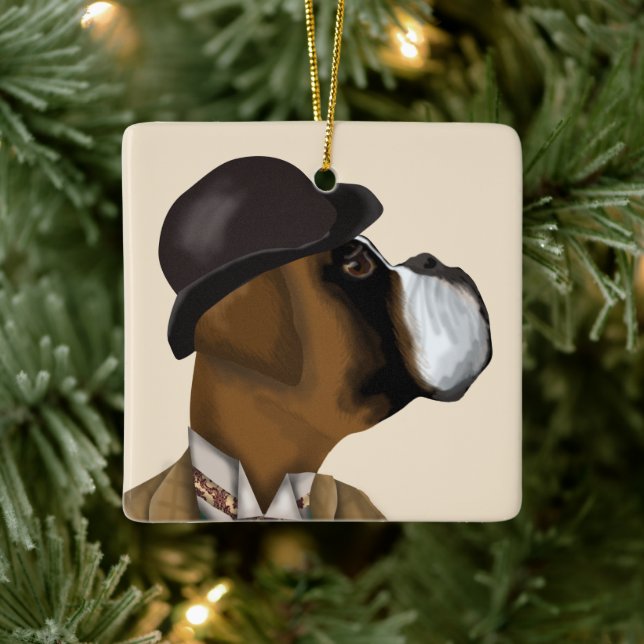 Ornamento De Cerâmica Boxer Wine Snob (Árvore)