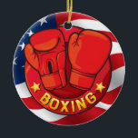 Ornamento De Cerâmica Boxing USA Ornament<br><div class="desc">Mais vêm sempre semanalmente. Eu paguei as taxas XL para oferecer legalmente estas imagens em meus produtos aqui para vocês. Aproveite e obrigado,  Sharon Rhea Ford,  NBCT-Art...  Visite-o com frequência: www.zazzle.com/sharonrhea* ...  www.zazzle.com/ornaments_only*</div>