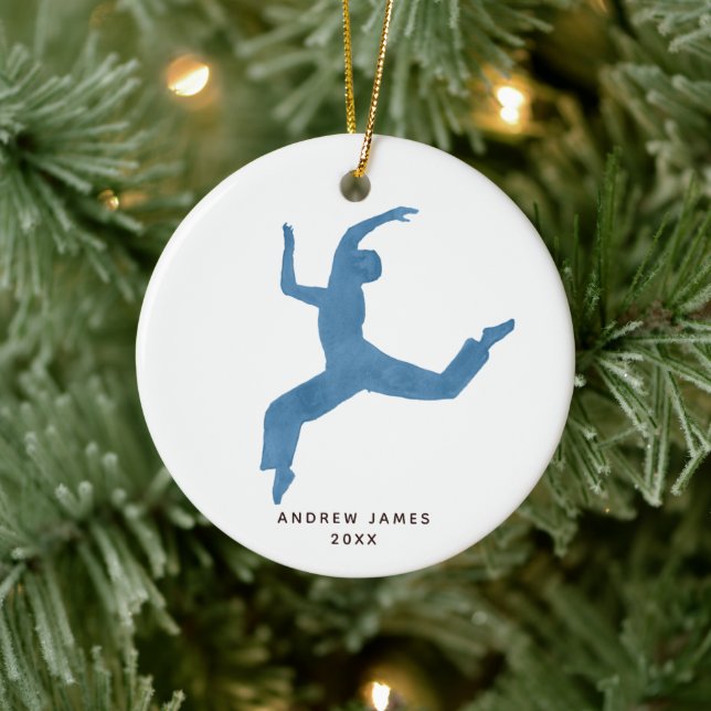 Ornamento De Cerâmica Boy Dancer Personalizado Nome Natal (Árvore)