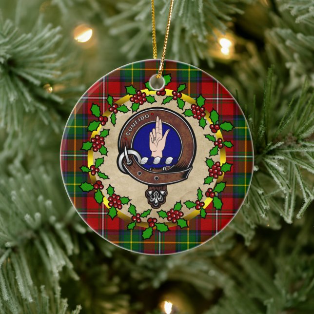 Ornamento De Cerâmica Boyd Clan Crachá e Tartan Personalizado Xmas (Árvore)