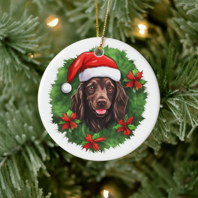 Ornamento De Cerâmica Boykin Spaniel Wreath de Natal (Árvore)