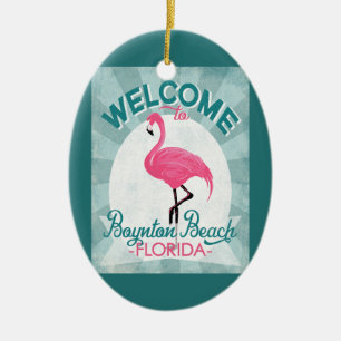 Ornamento De Cerâmica Boynton Beach Flamingo Retro Rosa Flamingo