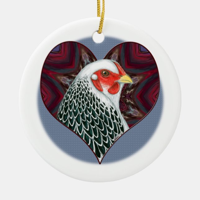 Ornamento De Cerâmica Brahma Hen Heart (Frente)