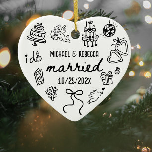 Ornamento De Cerâmica Branca Desenhada Recém-Natal Primeiro