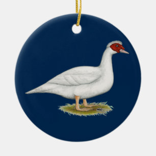Ornamento De Cerâmica Branco Muscovy do pato