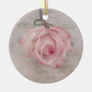 Ornamento De Cerâmica Brandamente flor do rosa do rosa