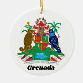 Ornamento De Cerâmica Brasão Colorido das Caraíbas da Ilha de Granada