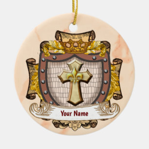 Ornamento De Cerâmica Brasão de Armas da Família Aurum Sobrenome