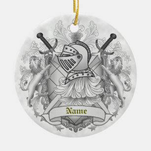 Ornamento De Cerâmica Brasão de Armas da Família Cavaleiro Cinzento Sobr