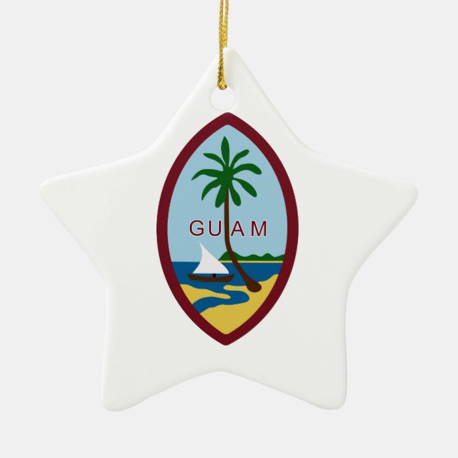 Ornamento De Cerâmica Brasão de Guam (Frente)