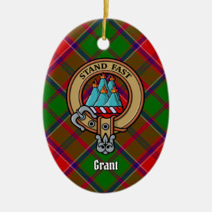 Ornamento De Cerâmica Brasão do Clã Grant sobre Tartan