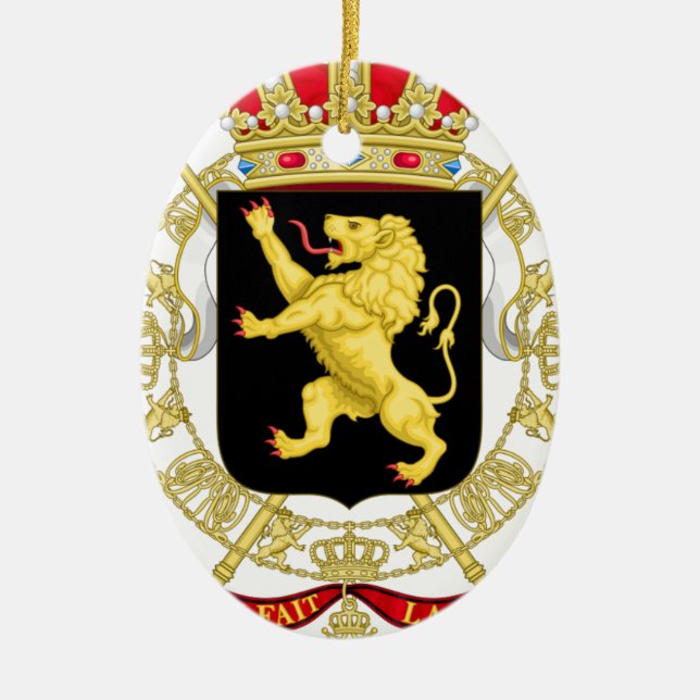 Ornamento De Cerâmica Brasão do emblema de Bélgica - Armoiries Belgique (Frente)