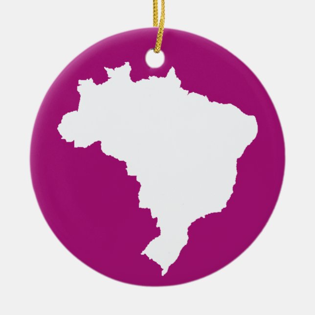 Ornamento De Cerâmica Brasil festivo roxo em Emporio Moffa (Frente)