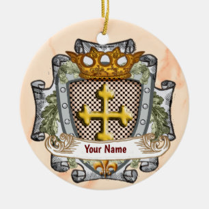 Ornamento De Cerâmica Brave Brasão de Família Sobrenome