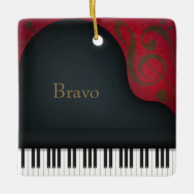 Ornamento De Cerâmica "Bravo" Grande Piano Charming Musical Keepsasaokê (Frente)