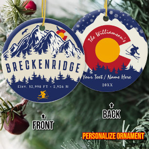 Ornamento De Cerâmica Breckenridge Colorado Flag Mountain Souvenir