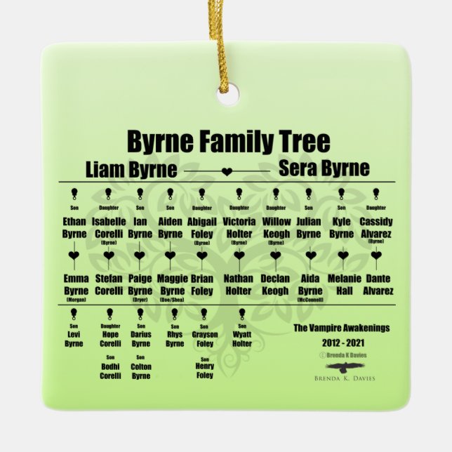 Ornamento De Cerâmica Brenda K Davies Vampire Awakenings Family Tree (Frente)