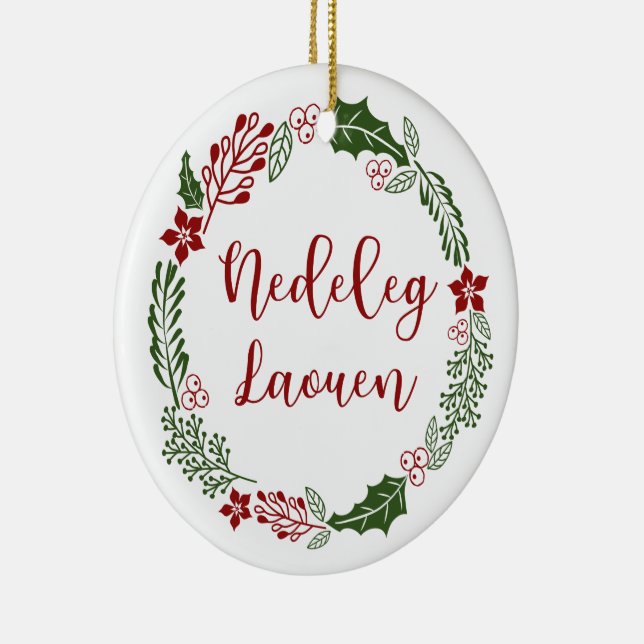 Ornamento De Cerâmica Breton Merry Christmas Wreath, Nedlaouen (Direito )