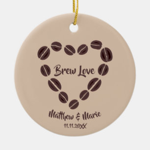 Ornamento De Cerâmica Brew Love Coffee Bean Heart