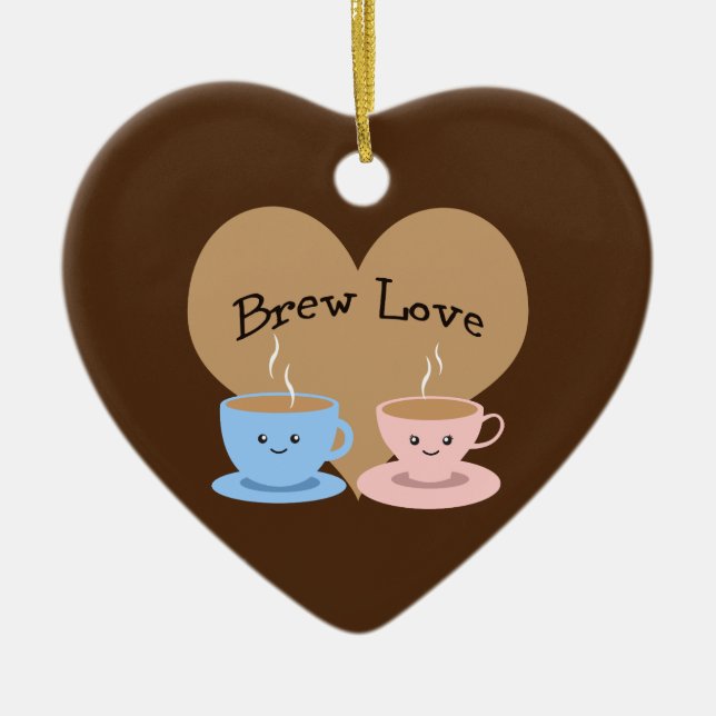 Ornamento De Cerâmica Brew Love! Mugs de café (Frente)