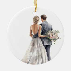 Ornamento De Cerâmica BRIDE DE ÁGUA bonito E CASAMENTO GROSSEIRO