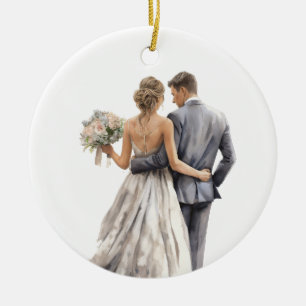 Ornamento De Cerâmica BRIDE DE ÁGUA bonito E CASAMENTO GROSSEIRO