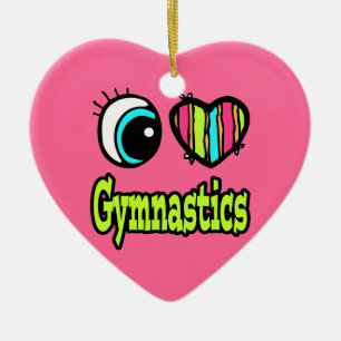 Ornamento De Cerâmica Bright Eye Heart I Love Gymnastics