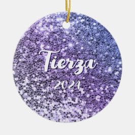 Ornamento De Cerâmica Brilho Grosso Ombre Roxo Personalizado
