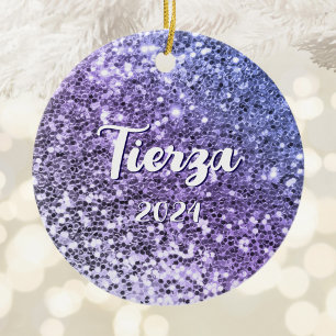 Ornamento De Cerâmica Brilho Grosso Ombre Roxo Personalizado