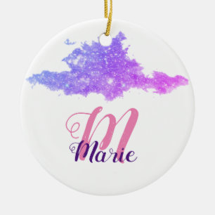 Ornamento De Cerâmica brilho roxo simples e personalizado adicionar seu 