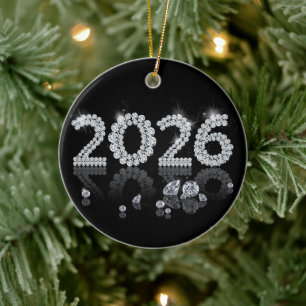 Ornamento De Cerâmica Brilliant Diamonds Ano Novo 2026 Luxo