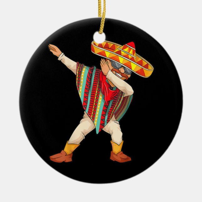 Ornamento De Cerâmica Brincadeira Mexicana Poncho Men Legal Dabbing (Frente)