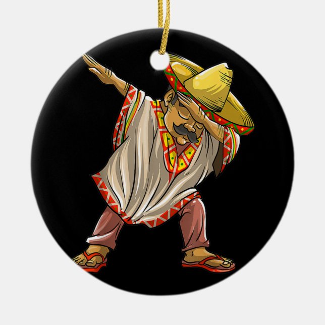 Ornamento De Cerâmica Brincadeira Mexicana Poncho Men Legal Dabbing (Frente)