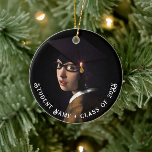 Ornamento De Cerâmica Brinco Pérola Vermeer Formatura Gorro de Graduaçã