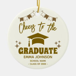 Ornamento De Cerâmica Brinde ao Graduado Nome da Foto Personalizada da F
