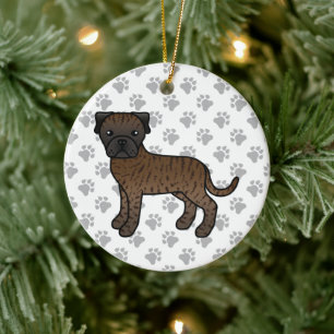 Ornamento De Cerâmica Brindle Bullmastiff Cute Cartoon Dog