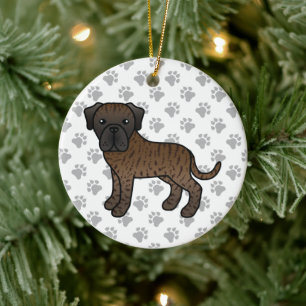 Ornamento De Cerâmica Brindle English Mastiff Cute Cartoon Dog