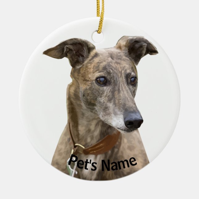 Ornamento De Cerâmica Brindle Greyhound (Frente)