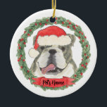 Ornamento De Cerâmica Brindle Personalizado - Bulldog<br><div class="desc">Faça a lista legal este ano com um ornamento personalizado do seu doce pastor australiano!</div>