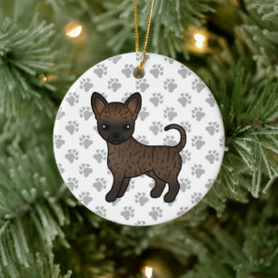 Ornamento De Cerâmica Brindle Smooth Casaco Chihuahua Cartoon Cão e pat