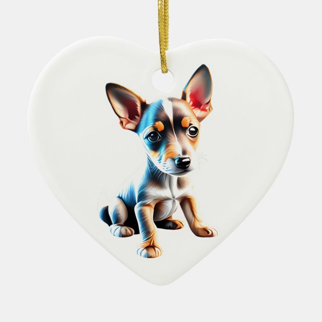 Ornamento De Cerâmica Brinquedo Personalizado Fox Terrier Puppy (Frente)
