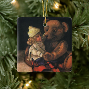 Ornamento De Cerâmica Brinquedos de natal vintage, boneca e Urso de Tedd