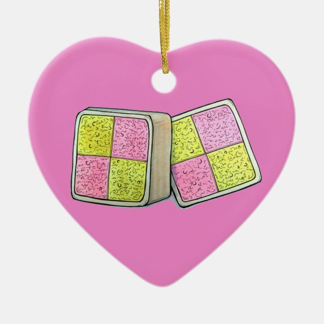 Ornamento De Cerâmica British Battenberg Marzipan Sponge Cake Bakery (Frente)