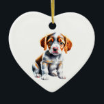 Ornamento De Cerâmica Brittany Puppy personalizada<br><div class="desc">Celebre o amor e o cachorrinho no Natal com um adorável ornamento de cachorro, com um filhote de caça na sua raça favorita. Segure-o num buquê, mostre-o numa janela, ou entregue-o a alguém que adora o seu melhor amigo de quatro pernas. Personalize o dorso, como quiser. Além disso, qualquer produto...</div>
