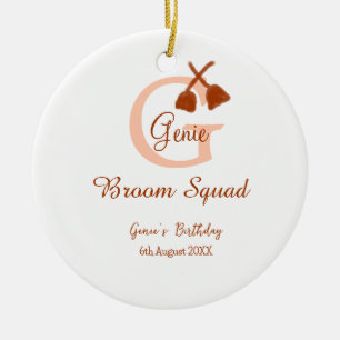 Ornamento De Cerâmica Brochura castanha esquadra Aniversário nome monogr